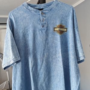 '96 Harley-Davidson Holubek Mens XL Distressed Blue/white T-shirt Single Stitch